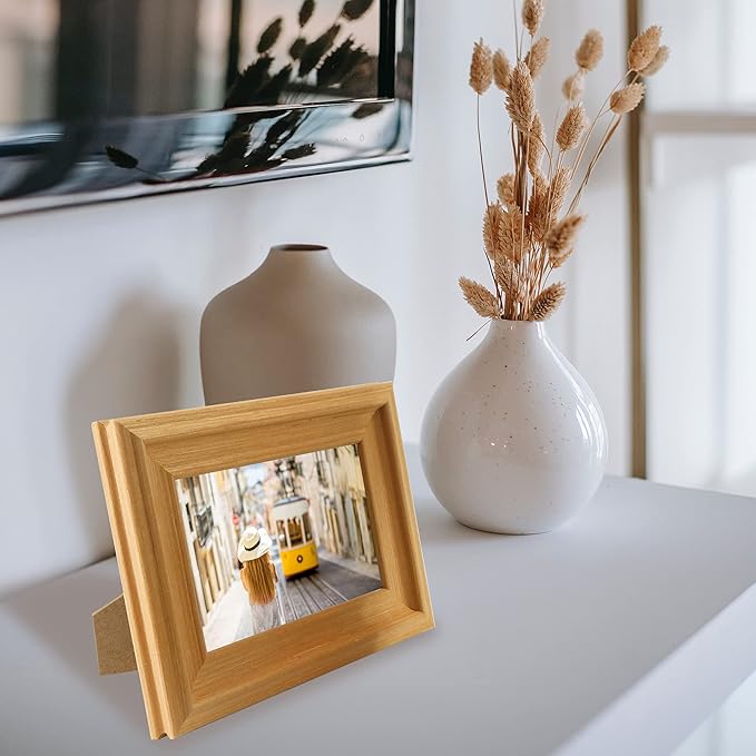 GraduationMall 4x6 Wooden Picture Frames,Real Glass,Wall or Tabletop Display Photo Frames,Oak Set of 2