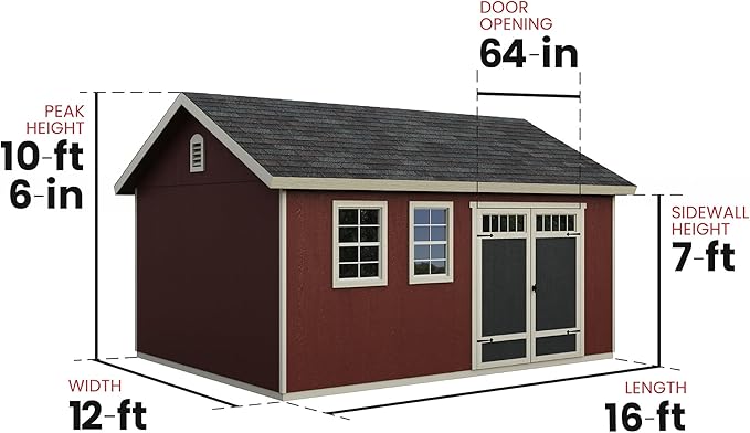 Handy Home Products Scarsdale 12x16 Do-it-Yourself Wooden Storage Shed- Does not Include Floor kit, Paint, or Roofing Shingles