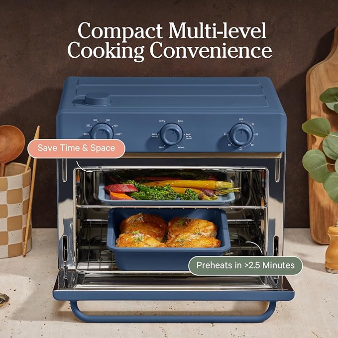 Our Place Wonder Oven Baker’s Kit – 3-Piece Toxin-Free Ceramic Nonstick Bakeware Set (8” Round, 8” Square, 6-Cup Muffin Pan) - Oven-Safe up to 450°F - Blue Salt