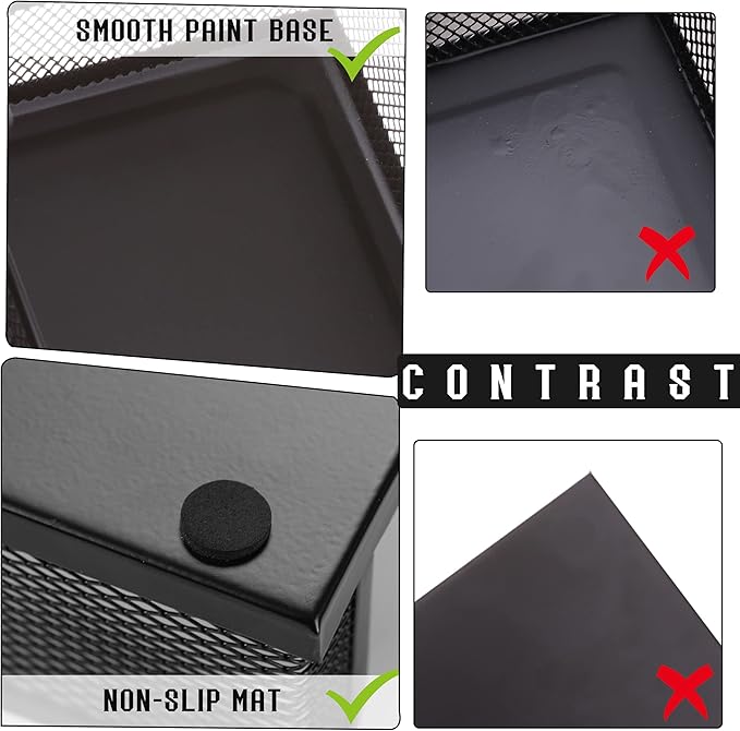 Ludato Desk Organizers Mesh Pencil Holder，3 Compartments Black Mesh Pen Holder Storage for Office Desk Accessories