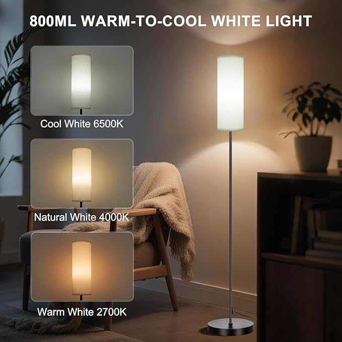 FRIDEKO HOME Floor Lamps for Living Room, Dimmable Colors Temperature & Brightness, Modern Floor Lamp Remote, Tall Standing Lamps for Kid Room Bedroom Office, White Lampshade 9W RGB Smart Bulb