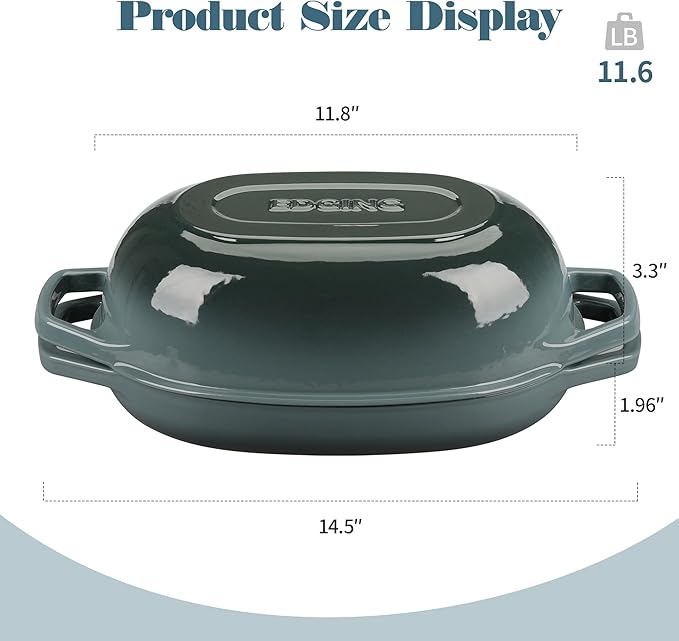 Enameled Cast Iron Dutch Oven Pot with Lid, Oval Dutch Oven for Bread Baking, Bread Oven for Homemade Sourdough Bread Baking, 5qt, Slateblue