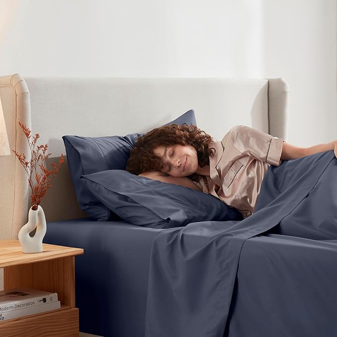 Nestl Full XL Sheet Set - Luxury 1800 Ultra-Soft Microfiber Full Extra Long Bed Sheets - Double Brushed - Deep Pockets - Easy Fit - 4 Piece Set - Bedding Sheets & Pillowcases (Full XL, Navy Blue)