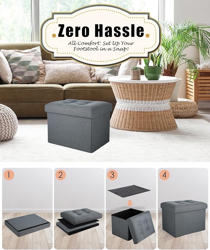 Ottoman Storage Ottoman Foot Rest Stool Foldable Bench with Storage Student Dormitory Bedroom and Entryway 16 X 12 X 12