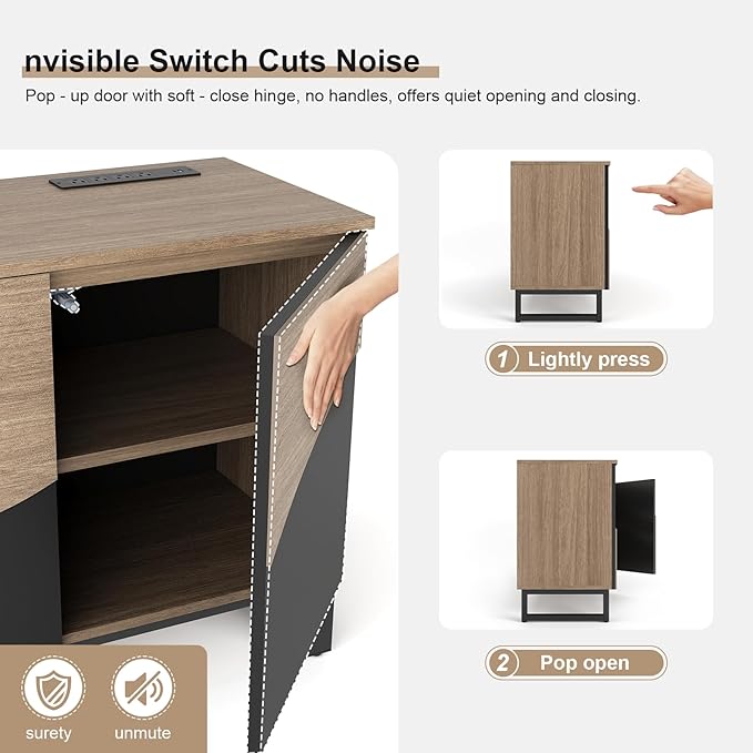 70" TV Stand with Power Outlet, Black Large TV Stands for 75 Inch TV, Entertainment Center TV Cabinet with Storage and Adjustable Shelf, Live Edge TV Console Table for Bedroom Living Room