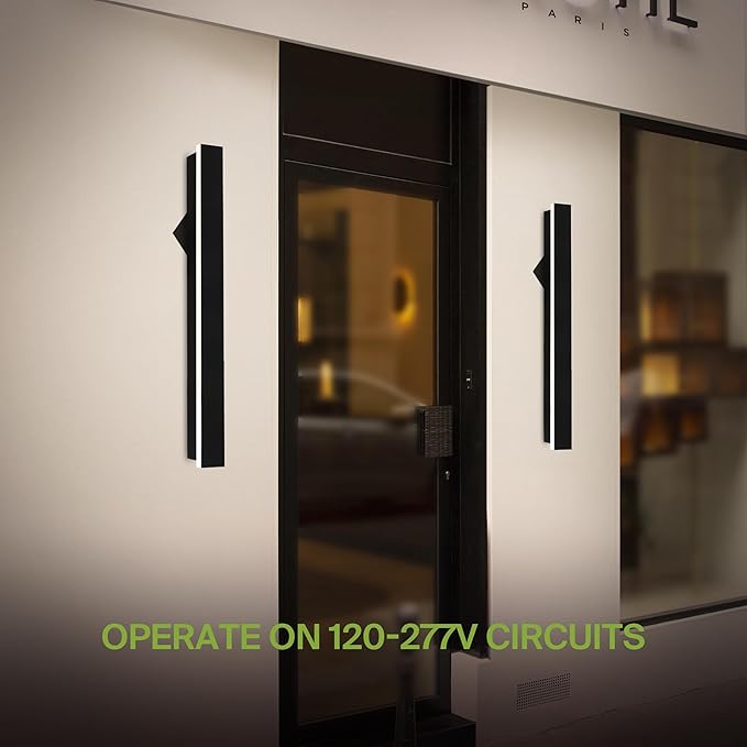 ASD LED 36" Long Wall Mount Light Fixture, Outdoor & Indoor Linear Sconce | 3CCT, Dimmable, Waterproof, Anti-Rust, ETL Listed | 30W 1900LM 3000-5000K 100-277V | Exterior Porch Lighting | Black