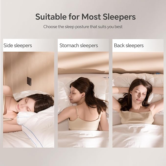 QUTOOL Luxury Hotel Goose Feather Pillow, 100% Cotton Cover, Soft Support Pillow, Suitable for Sleepers on The Back, Sides, and Stomach, Standard Size Bed Pillows Set of 2