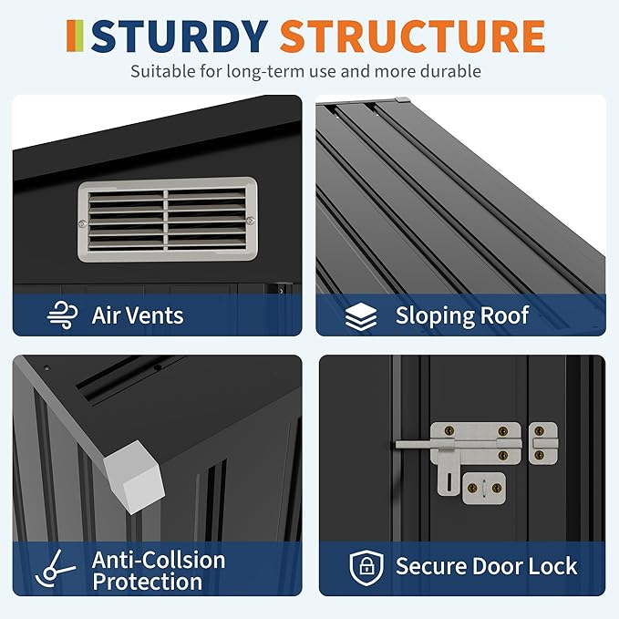 4' x 8' Outdoor Lean to Storage Sheds Outdoor, Heavy-Duty Lean to Garden StorageShed, Metal Wall Side Bike Shed & Outdoor Storage