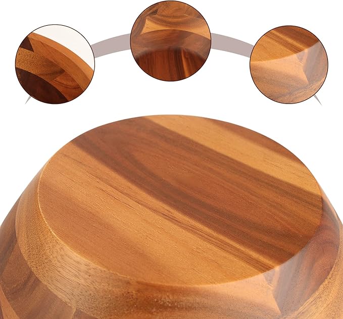 AIDEA Acacia Wood Serving Bowl for Fruits or Salads, 11" Diameter x 4.5" Height, Wooden Single Salad Bowl
