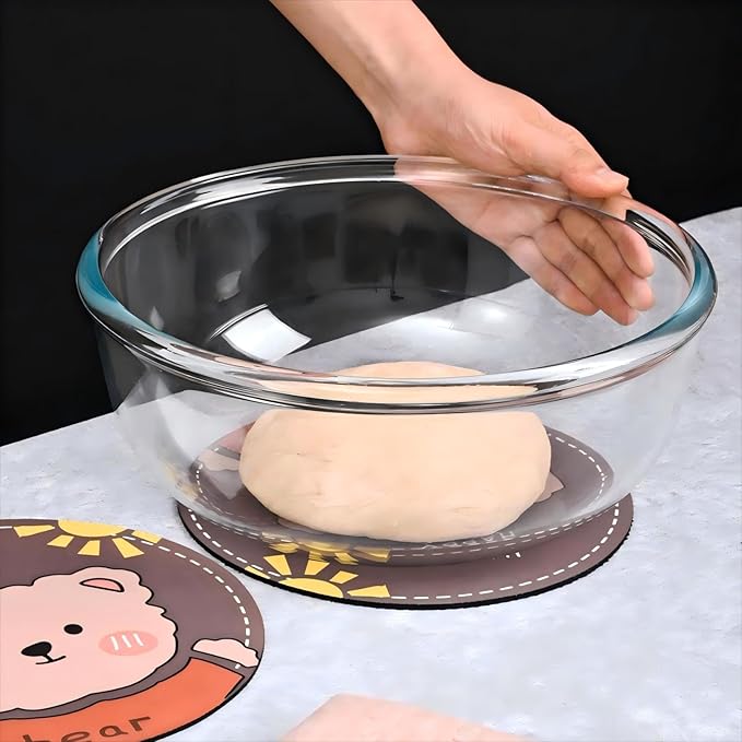 Large Borosilicate Glass Mixing Bowls Set of 2 (6.4Qt, 3.7Qt) - Nesting & Lead-Free, Microwave, Dishwasher, Oven & Freezer Safe - for Baking, Meal Prep, Serving