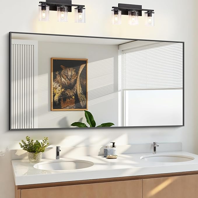 KOCUUY Bathroom Mirror,30x60 Large Black Mirrors for Wall,Rectangle Long Vanity Mirror with Aluminum Frame Modern Home Decor for Bathroom, Living Room, Farmhouse, Entryway, Hang Horizontal/Vertical