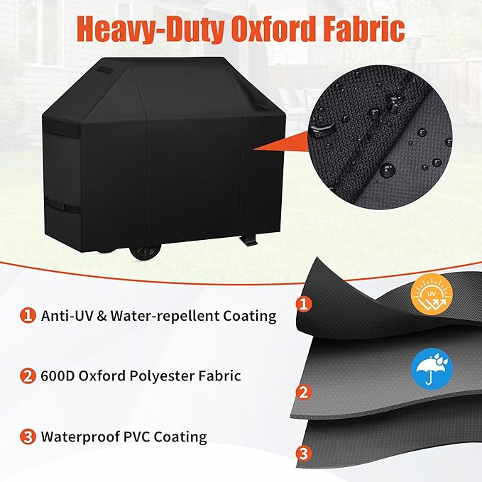 iCOVER Grill Cover 60 inch, BBQ Grill Cover for Outdoor Grill, 600D Heavy Duty Waterproof BBQ Cover, Anti-UV and Rip-Proof Barbecue Cover, Gas Grill Cover for Weber, Char-Broil, Nexgrill, etc
