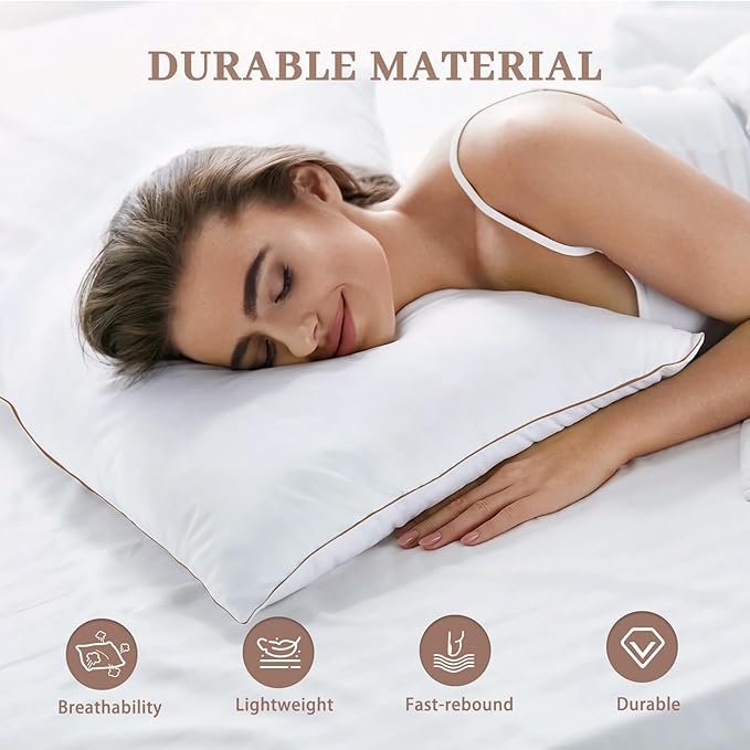 Bafode Goose Feather Pillows, Bed Pillows, Standard Size Set of 2, Hotel Pillows for Sleeping, White Pillows Soft Down Alternative Pillows 20x26