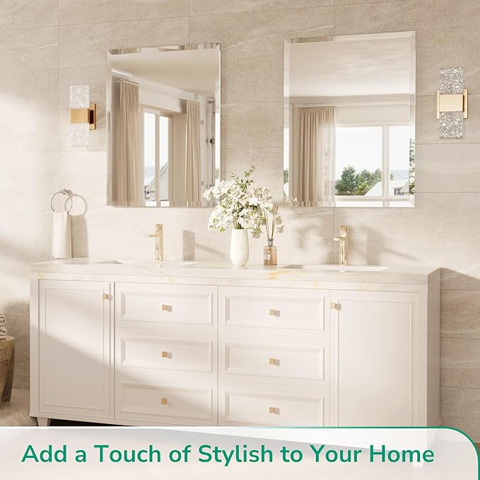 TokeShimi 40x30 Frameless Mirror Bathroom Rectangle, Bathroom Vanity Mirror Beveled with 1" Beveled Edge, Shatterproof Farmhouse Mirrored Wall Mounted for Living Room, Entryway, Restroom