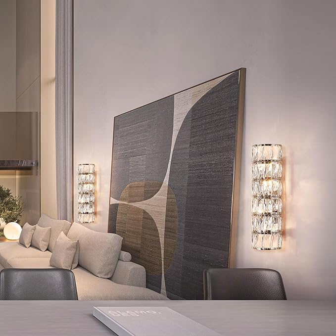 6 Layer Chrome Crystal Wall Sconce, Elegant Modern Luxury Light Fixture, Suitable for Bathroom, Stairway, Kitchen, Living Room, Bedroom, Hallway - 60W