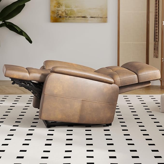 Claiks Zero Gravity Recliner Chair, Oversized Reclining Chair for Adults, Adjustable Electric Reclining Sofa Lounge with USB&Type-C Ports, Side Pocket, for Living Room, Tech Cloth Fabric, Brown