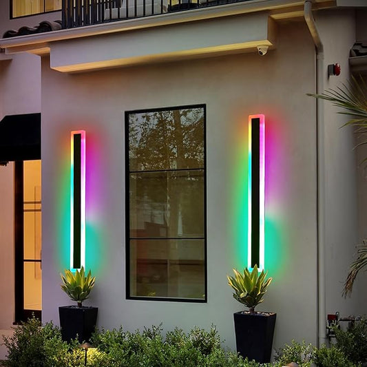 Mikeru Modern RGB 7-Color Dimmable Wall Light, 47 inches, Aluminum & Acrylic, IP65 Waterproof, Remote Control, Suitable for Outdoor/Indoor Wall Lighting