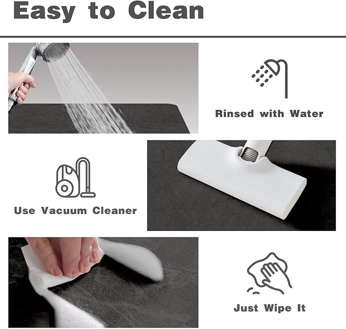 Black Bath Mat, Small Bathroom Rugs Non Slip Washable Thin Absorbent Quick Dry Bath Mat Fits Under Door Bathroom Floor Mat Perfect for Bath, Shower, or Sink 12"x12" Black