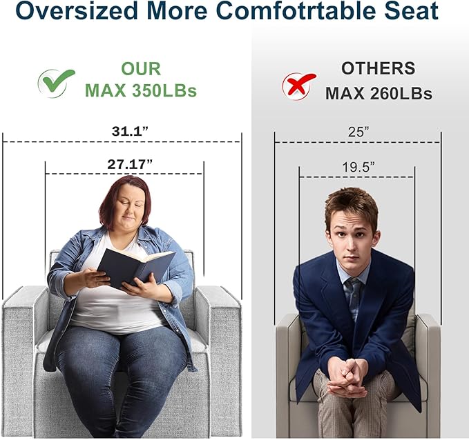 ELUCHANG Oversized Accent Chair Set of 2,Modern Boucle Sofa Chair with Strong Wood Frame,High Supportive & Soft Sponges,Comfy Upholstered Armchair Reading Chairs for Living Room Apartment,Light Grey