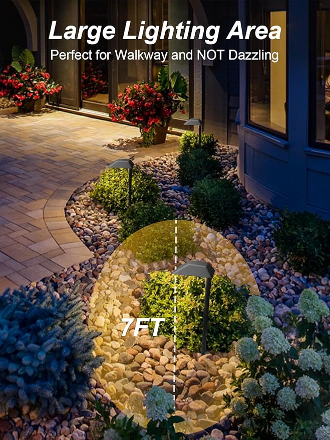 5W Low Voltage Landscape Pathway Lights with Connectors,12-24V Outdoor Path Lights, 3000K Wired Landscape Lights for Yard Garden Walkway, IP66 Waterproof（8Pack）