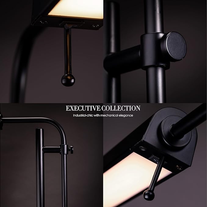 O'Bright Cedric Adjustable Pharmacy Floor Lamp - Industrial Design for Reading, Crafting, Work - 10W LED, Height 45-61 inches - Ideal for Living Room, Bedside, Office - Black