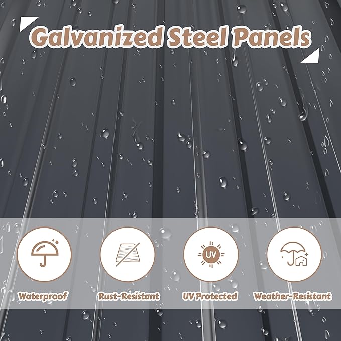 VEIKOU Metal Storage Shed, 6x10FT Outdoor Storage Shed with Sloped Galvanized Steel Roof, Garden Tool Storage House Metal Shed with 2 Vents & Double Door for Backyard Outdoor Patio