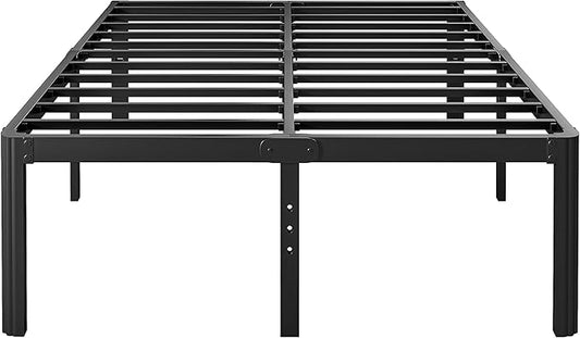 18in Full Size Bed Frame No Box Spring Needed, Heavy Duty Metal Platform Bed Frame Full with Round Corners, Easy Assembly, Noise Free, Black