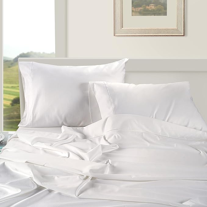LANE LINEN Queen White Pillow Cases Set of 2 100% Egyptian Cotton 1000 Thread Count Sateen White- Perfect for Home Hotels & Hospital Use Standard Size