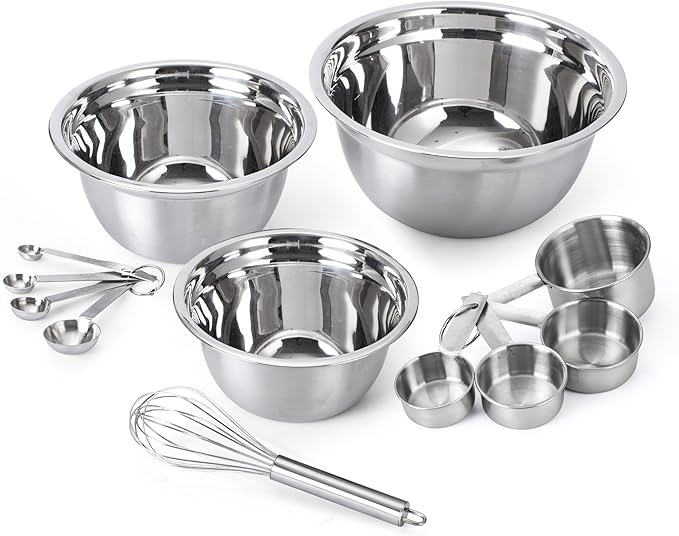 COOK WITH COLOR Stainless Steel Mixing Bowls Set - Nesting Bowls with Non-Slip Bottom and Easy-Grip Handles, Silver, 12 Pieces