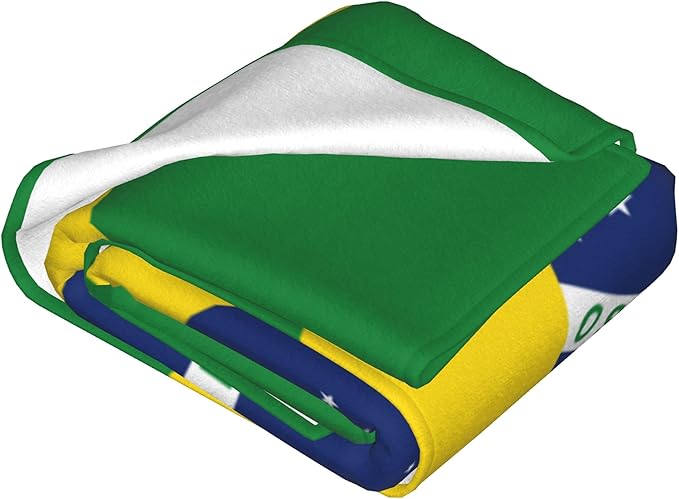 Brazil Flag Lightweight Throw Blanket 80x60 Inch, Travel Blanket Cozy Plush Warm Blankets for Bedroom Living Rooms Sofa Beds Office