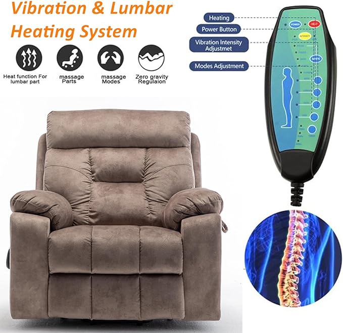 26in Extra Wide Recliner Chair for Big Man 400lbs, Oversized Power Lift Chair with Heat and Massage Hidden Cup Holder, Lift Recliner Chairs for Elderly Sleeping (Light Brown)