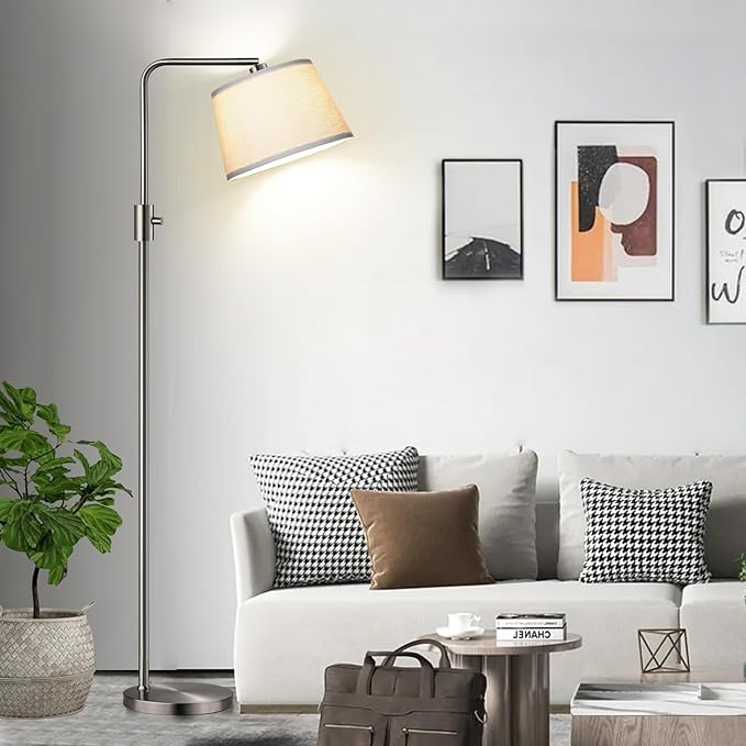 【Upgraded】 Dimmable 1000 Lumens LED Edison Bulb Included, Brushed Nickel Arc Floor Lamps Modern Standing Lamp Tall Lamps for Living Room Bedroom