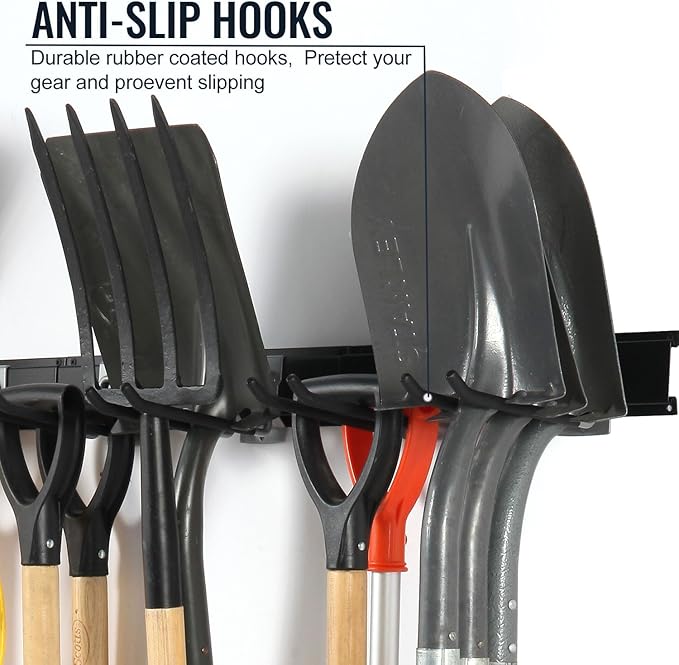 Clamping Garage Wall Organizers, 32inch Wall Mount Folding Chair Rack Tool Holder, Heavy Duty Garage Organization, Yard Tool Hook, Hold Up to 300lbs (32Inch Black)