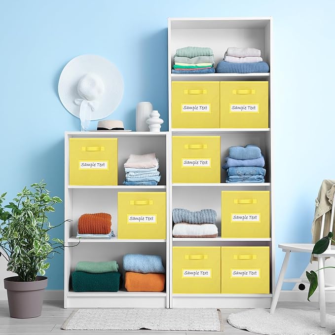 artsdi 13x13 storage cube bins (Set of 10) Foldable Fabric storage cubes with 10 Labels Window Cards & a Pen,13 inch cube storage bins,Closet Organizers for Shelves,Cubby Organizer Boxes,Dark Yellow