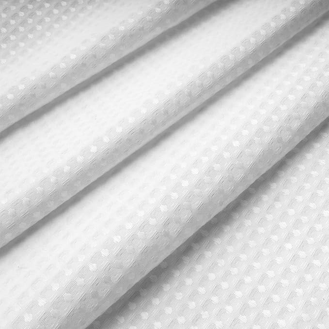 N&Y HOME Stall Waffle Weave Shower Curtain with Snap-in Fabric Liner & Hooks Set - 36" x 72" Small Shower Stall Size, Hotel Style & Mesh Top Window, Machine Washable - 36x72, White