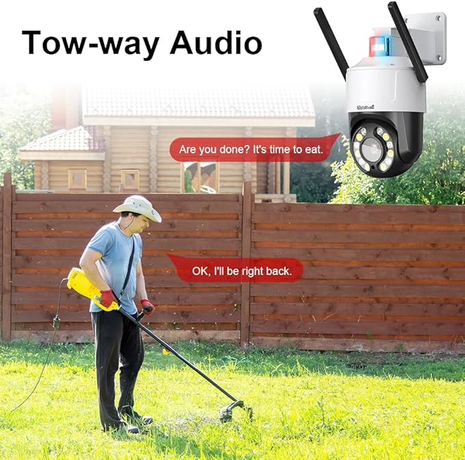 JideTech 5MP 5X Zoom Wi-Fi IP PTZ Camera,Night Vision Human Vehicle Detection AutoTracking Sound and Light Alarm,Two-Way Voice, Outdoor Wireless PTZ Camera,CamHipro