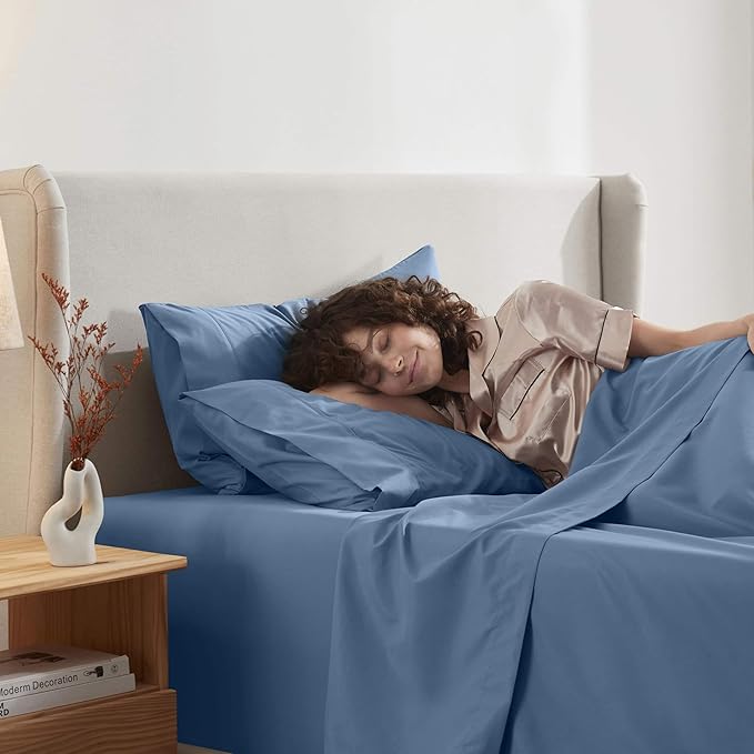 Nestl Twin Sheet Set - 1800 Ultra-Soft Microfiber Twin Bed Sheets - Double Brushed - Deep Pockets - Easy Fit - Extra Soft - 3 Piece Set - Bedding Sheets & Pillowcases (Twin, Blue Heaven)