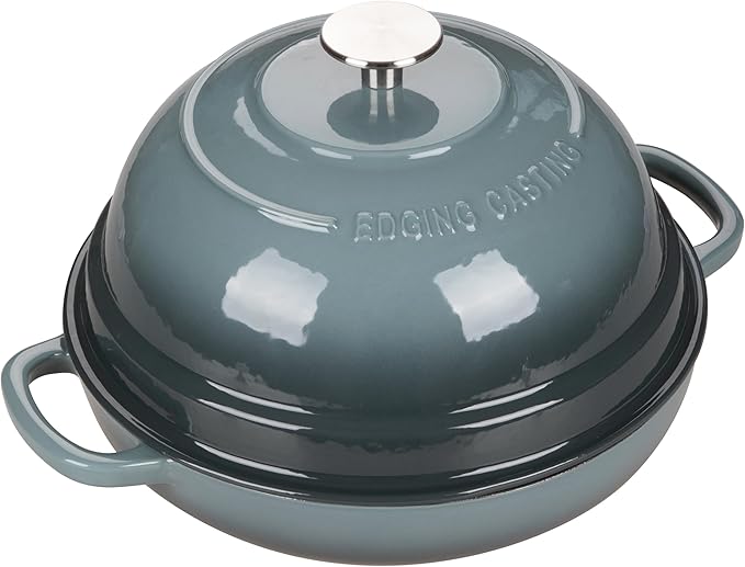 Enameled Cast Iron Dutch Oven Pot with Lid, Round Bread Oven for Homemade Sourdough Bread Baking, 6 Quart, Slateblue