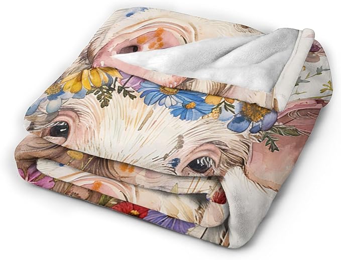 Funny Pig Farm Throw Blanket - Soft, Warm & Cozy Fleece for Couch, Sofa, Bed - 50"x40" - Funny Animal Gift for Girls, Women, Men, Kids, Adults