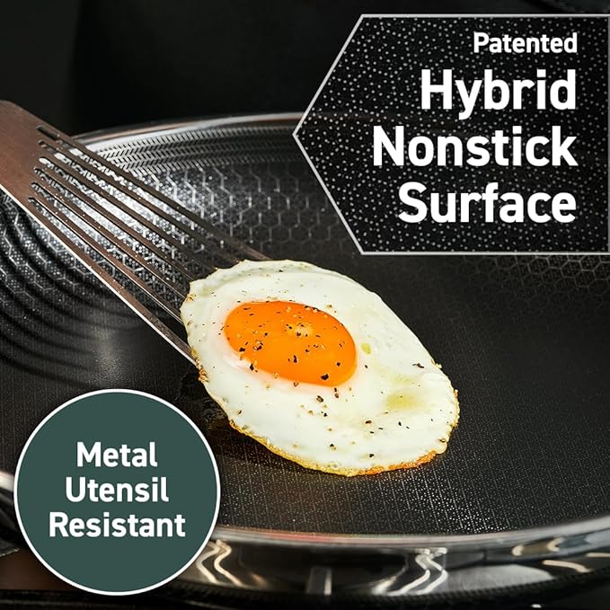 HexClad Hybrid Nonstick 7-Inch Frying Pan, Stay-Cool Handle, Dishwasher-Friendly, Oven-Safe Up to 900°F, Induction Ready, Compatible with All Cooktops