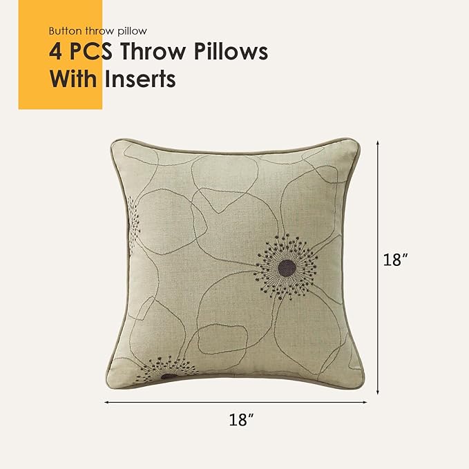 Outdoor Sunbrella Decorative Pillows Pack of 4, 18" x 18" Outdoor Pillow Set for Couch Bed Throw Patio Sofa, Allure Dusk