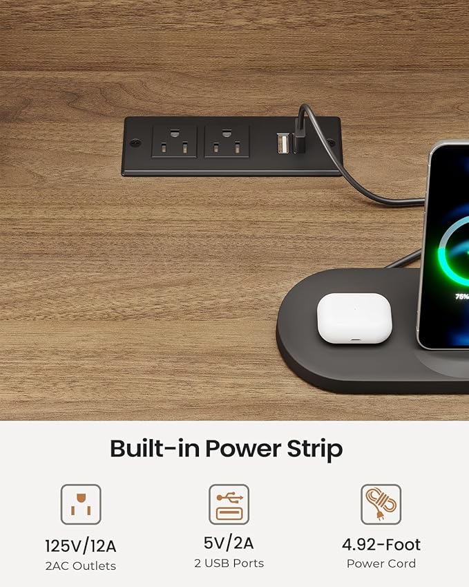 AOGLLATI Vanity Desk with Mirror and Lights, Makeup Vanity Desk with Lights, Large Mirror with Charging Station and 3 Color Lightbox, Vanity Table with 7 Drawers for Bedroom, Brown