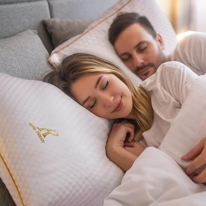 Royal Therapy Queen Memory Foam Pillow, Adjustable Shredded Odor-Free Pillow for Neck & Shoulder Pain Relief, Support for Back, Stomach, Side Sleepers, CertiPUR-US