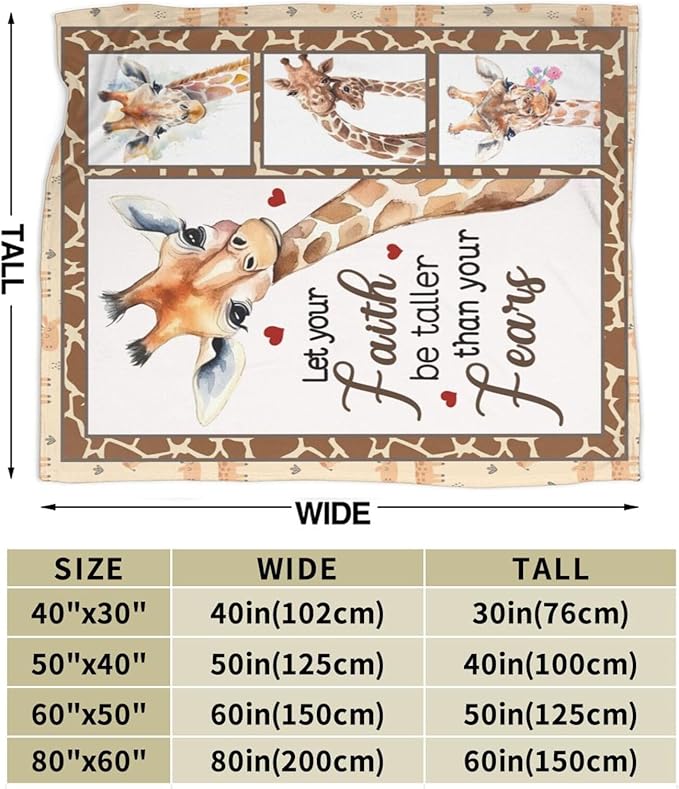 Giraffe Blanket Soft Cozy Cute Giraffe Throw Blanket Warm Giraffe Flannel Fleece Plush Blanket Stuff Animal Decor Blanket Gifts for Lover Kids Girls Boys Women Adults Bed Travel 40"x50"