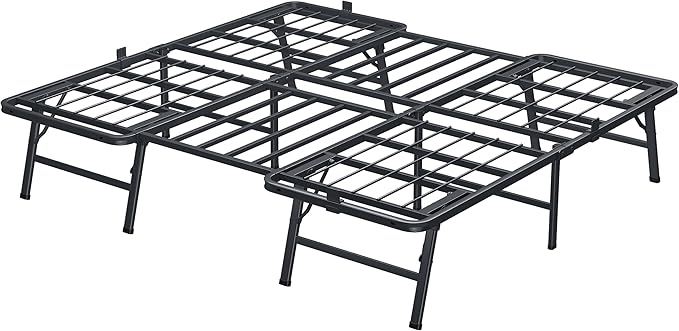 14 Inch King Metal Bed Frame Folding Bed Frame Tool-Free Assembly Mattress Foundation No Box Spring Needed Platform 2500lbs Heavy Duty Steel Slats, Noise-Free, Easy Assembly, Black