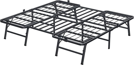 14 Inch King Metal Bed Frame Folding Bed Frame Tool-Free Assembly Mattress Foundation No Box Spring Needed Platform 2500lbs Heavy Duty Steel Slats, Noise-Free, Easy Assembly, Black