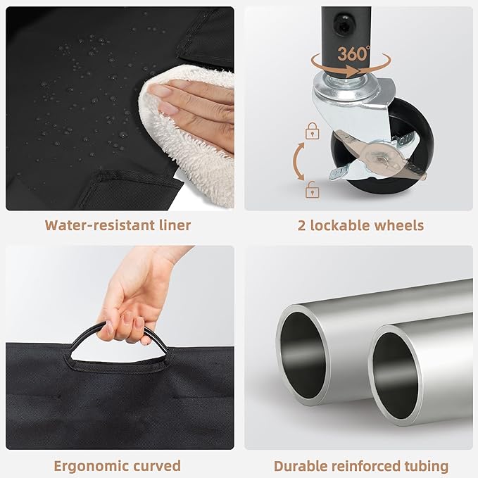 STORAGE MANIAC 3 Section Laundry Sorter, 35.9 Gal (136 L) Laundry Hamper Cart with Heavy Duty Rolling Lockable Wheel and Removable Bag, Clothes Organizer Basket Clothes Separator Hamper, Multicolored