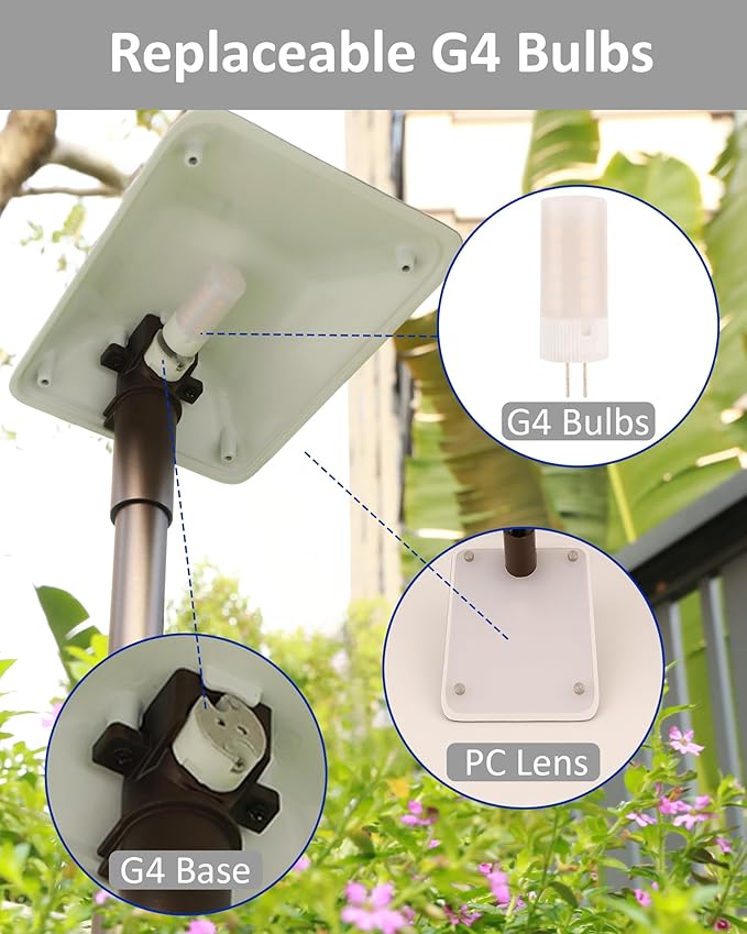 Landscape Path Lights Low Voltage, 6PK Bronze, Work with Replaceable 5W 3000K LED G4 Bulb and Connectors, 12V Wired Landscape Lighting for Outdoor Pathway Driveway Garden, Aluminum