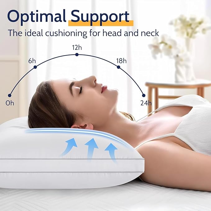 Pillows King Size Set of 4, Bed Pillows for Sleeping 4 Pack, Luxury Hotel Quality, Supportive King Pillows with Soft Down Alternative for Back Stomach Side Sleepers, Machine Washable