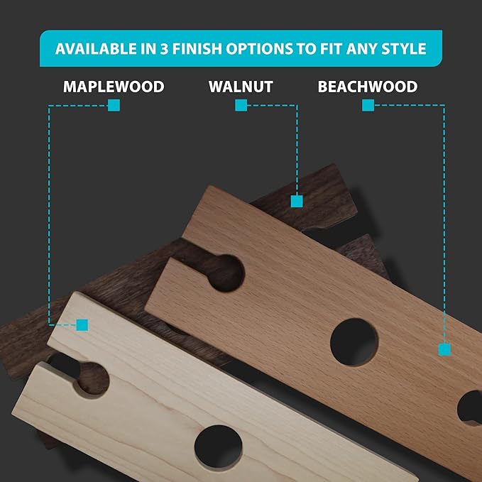 Wine & Glass Holder - Countertop or Shelf Storage Rack for 2 Glasses & Bottle, Decorative Holiday or Housewarming Gift, Solid Beachwood, 10 Inch x 3.5 Inch